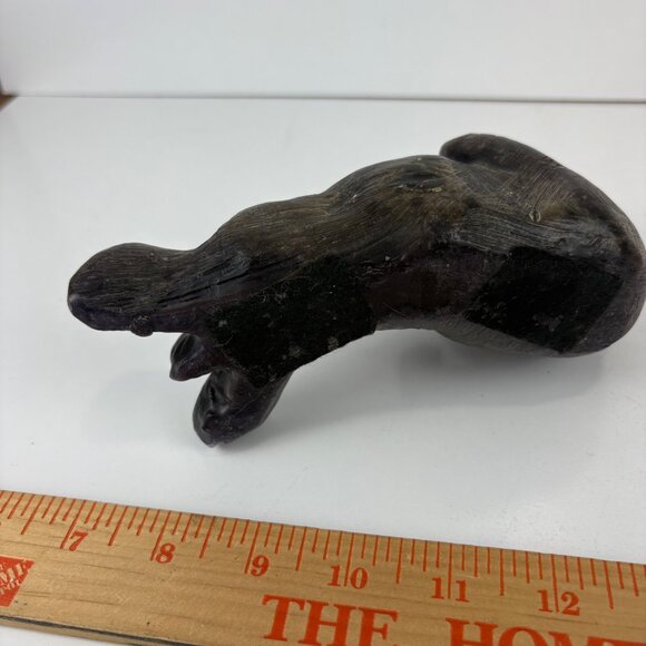 Hand-Carved Wax Sea Otter Holdinv Shell Playful 7” Long Rustic Decor - Picture 6 of 6
